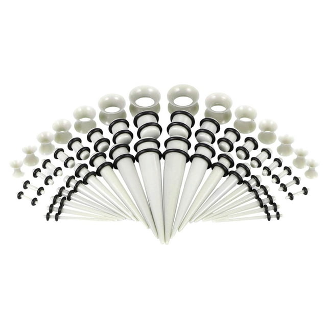 Kit de Calibres de 50 Piezas Sunnimix Túneles de Tapón Cónico Acrílico 14G-00G Gris