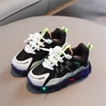 thumbnail image 2 of hopeusnice Kids Color Block Chunky Sneakers Lace Up Round Toe Non Breathable Outdoor Sports Casual Footwear Green 21, 2 of 5