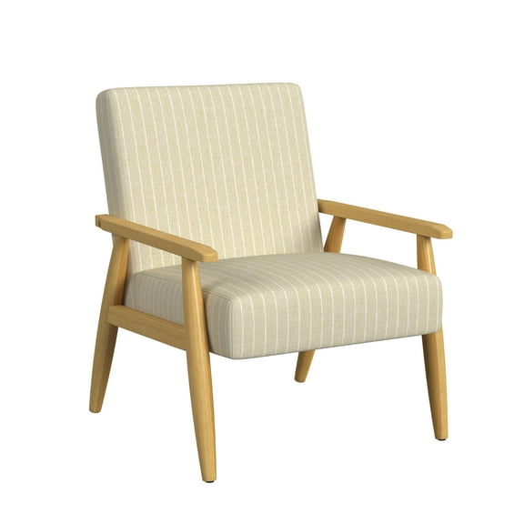 HomePop Mid-Century Wood Frame Arm Accent Chair, Beige Stripe