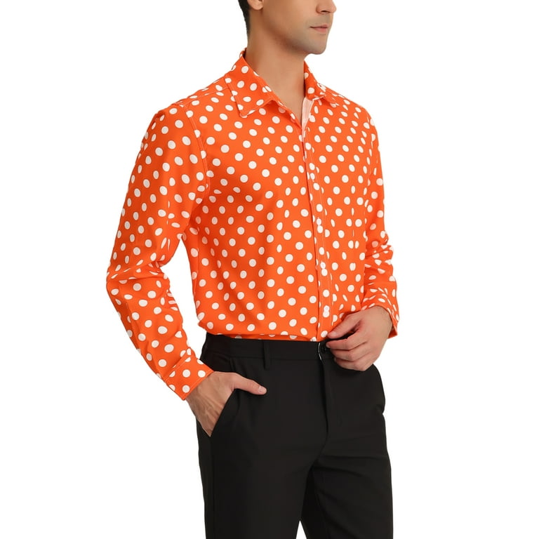 Unique Bargains Men's Polka Dots Print Dress Shirt Long Unique Bargains Men's Polka Dots Print Dress Shirt Long