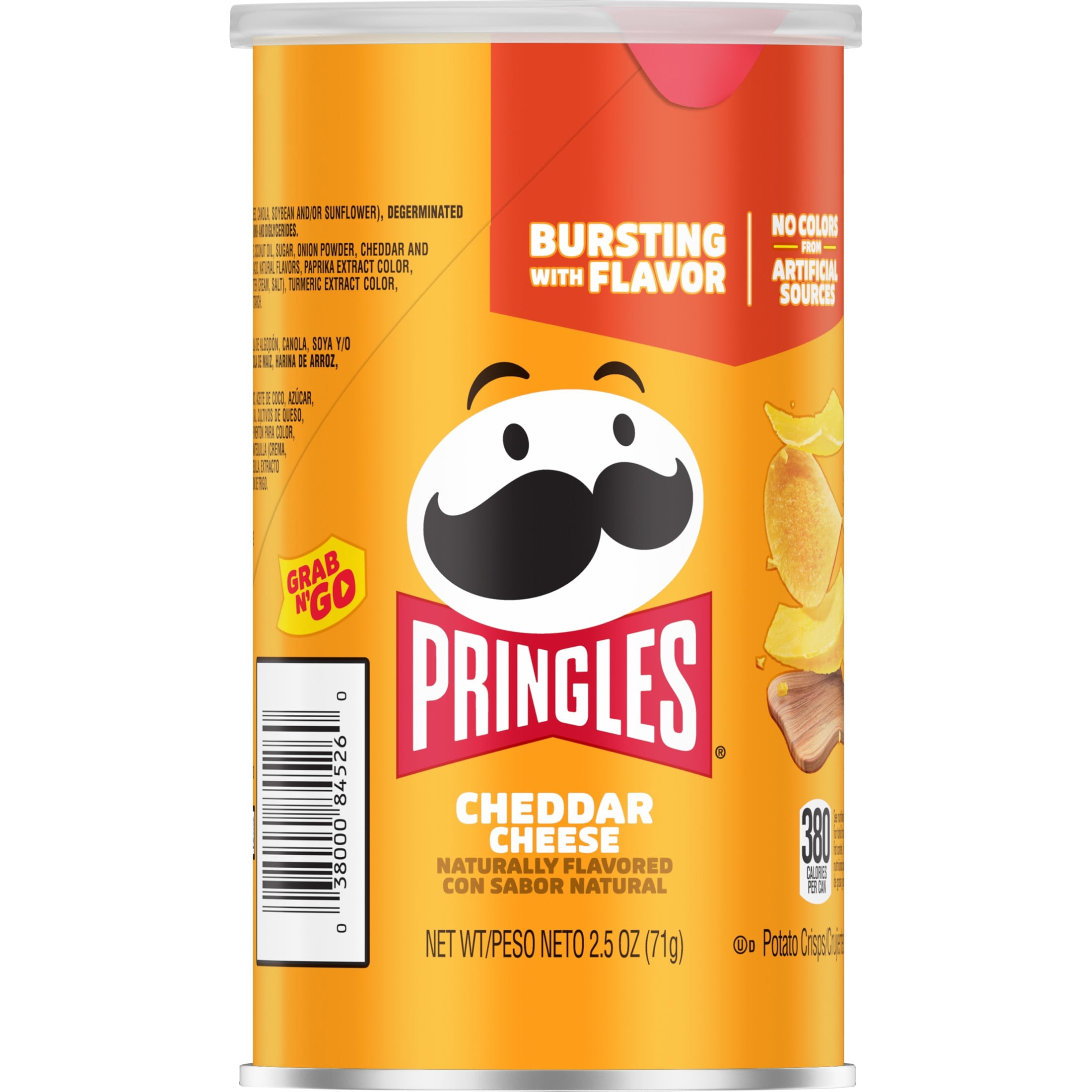 (4 pack) Pringles Potato Crisps Chips, Lunch Snacks, Office and Kids Snacks, Grab N' Go Pack, Cheddar Cheese, 2.5oz Can (1 Can)