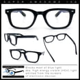 thumbnail image 2 of Classic Narrow Rectangle Horn Rim Blue Light Filter Computer Glasses [Black], 2 of 8