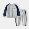 thumbnail image 2 of BOOMNY Toddler Boys Outfit Set Long Sleeve Patchwork Color Sweatshirts Pants 2 Peice Fall Clothes Set Cozy Dailywear, 2 of 9