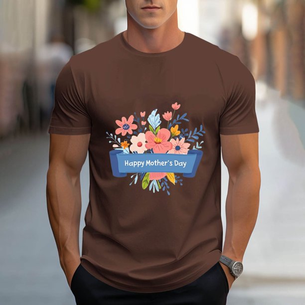 Tops para hombre, blusas y camisas de cuello redondo y manga corta para hombre, camisetas deportivas con estampados casuales para el Día de la Madre, blusas de cuello redondo y manga corta, blusas de