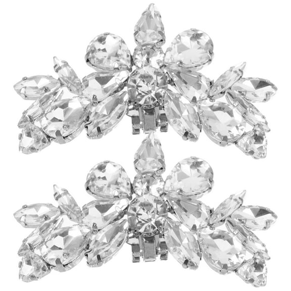 HONITANO Bride Shoe Clip 1 Pair Rhinestone Metal Buckle for High Heel Shoes Wedding and Formal Events Silver