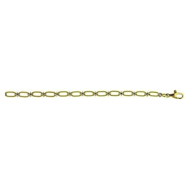 Diamond2Deal 18K Green and White Gold 3.9mm Solid Link 7.5 Inch Chain Bracelet for Women
