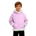 thumbnail image 6 of DHFJKG Kids Boy Girl Fuzzy Trim Hoodies Pullover Long Sleeve Hooded Sweatshirt Top With Front Pocket For Daily Outdoor Wear Comfort Jumper Tops, 6 of 9