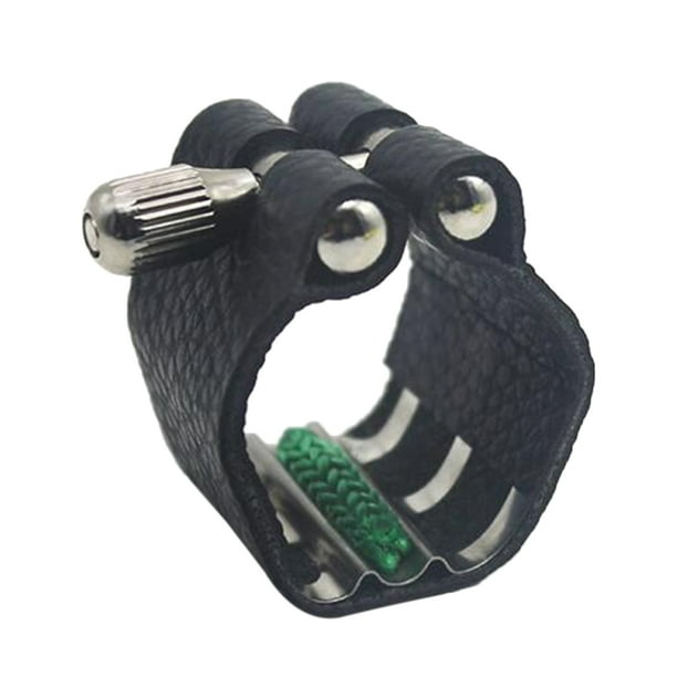 PU Cuero Alto Soprano Tenor Saxofón Ligadura Negra para Viento Accesorios de Viento Madera - Tenor SM SunniMix Ligadura de boquilla de saxofón