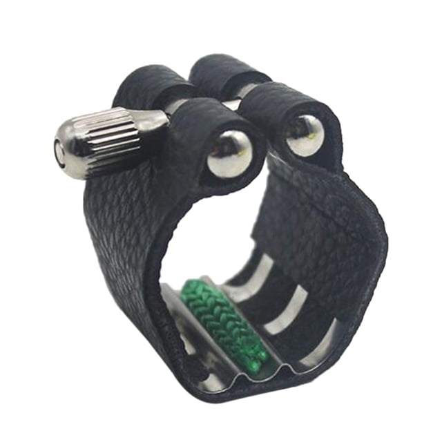 PU Cuero Alto Soprano Tenor Saxofón Ligadura Negra para Viento Accesorios de Viento Madera - Tenor Sunnimix Ligadura de boquilla de saxofón