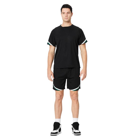 MSJUHEG Mens Sweatpants Sweatshirts For Men Men'S Summer Leisure Breathable Thin Sports Running Training Fitness Suit Lounge Sets For Women Black Xl