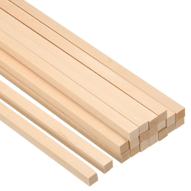 Unique Bargains 3/8 Inch Dowel Rods Wood Sticks 10 Inch Long Square Wooden Dowels 20 Pcs