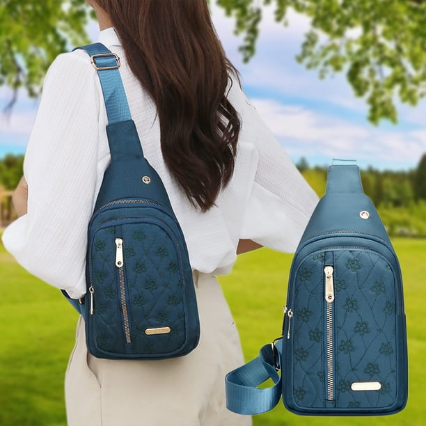 Bolso Bandolera para Hombres y Mujeres | Mochila Cruzada de Nylon Colorida con Orificio para Auriculares | Mochila de Hombro y Pecho | Ligero, Duradero, Pequeño Bolso de Viaje | Senderismo, Camping