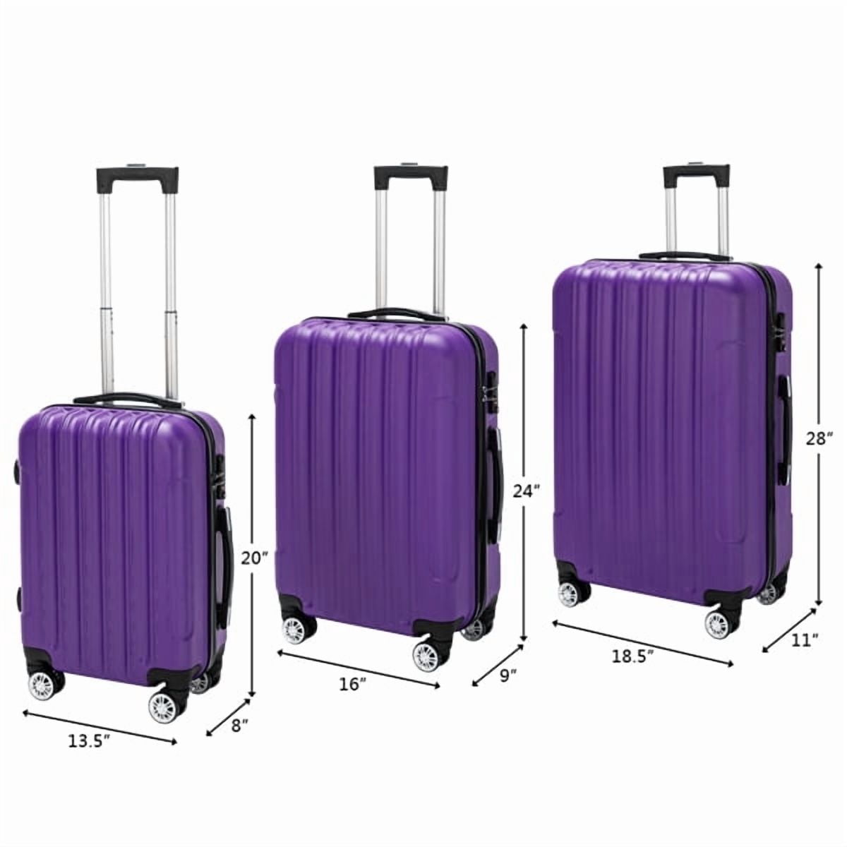 Alvantor 3-in-1 Large Capacity Travel Suitcase Set, Durable ABS+PC Hardshell Luggage with Wheels, Purple (20"|24"|28")