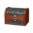 thumbnail image 4 of Cofre del tesoro con bisagras y tapa, caja de almacenamiento decorativa de madera Marrón Verde, 4 of 9
