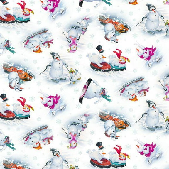 Let It Snow 3007 WHITE Cotton Fabric