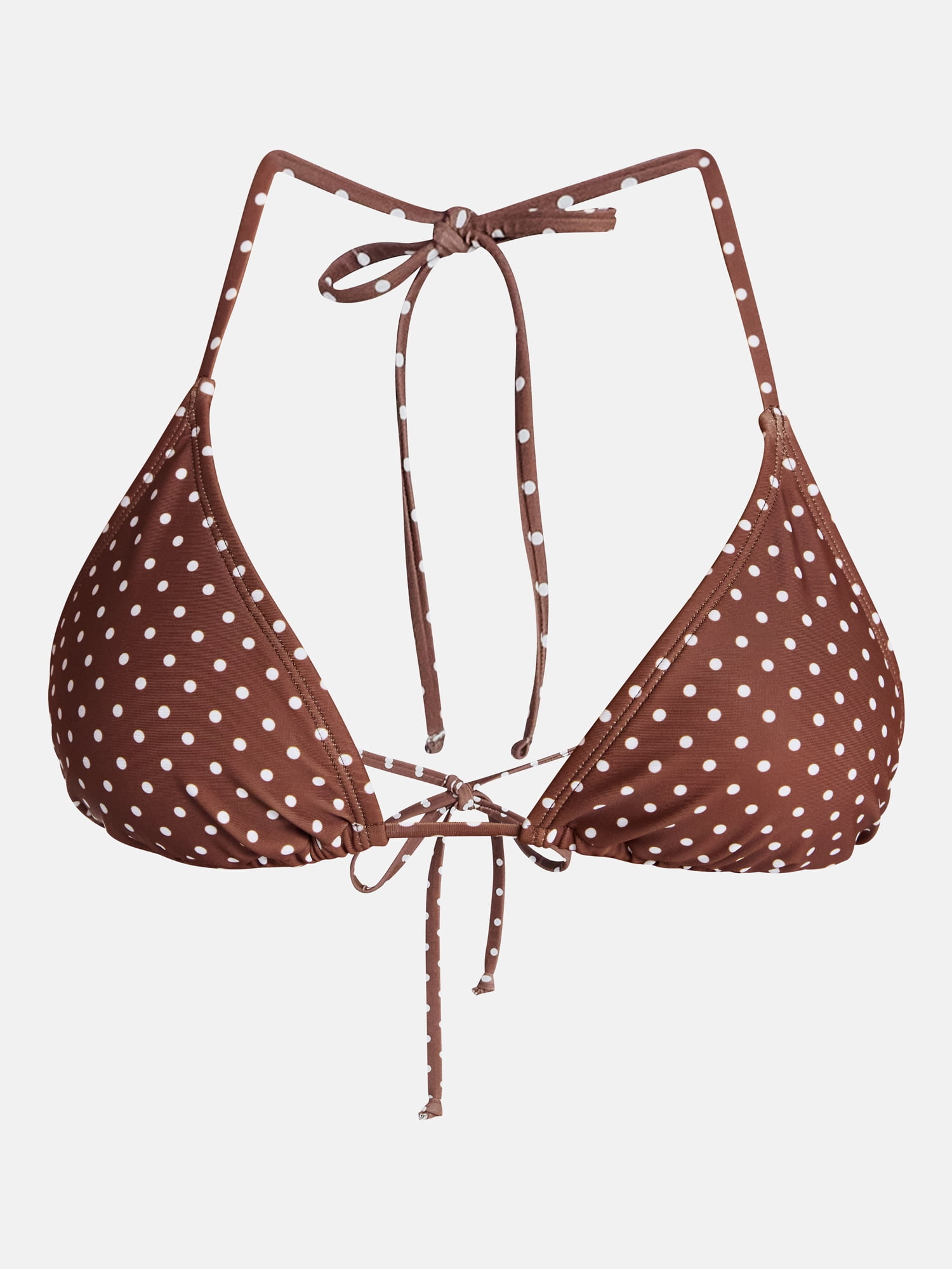 No Boundaries Polka Dot Triangle Halter Bikini Top, Women's XXS-XXL