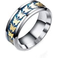 thumbnail image 2 of Wedding Rings Women 6mm Steel Silver & Blue Ring Gold Butterfly Butterflies, 2 of 3
