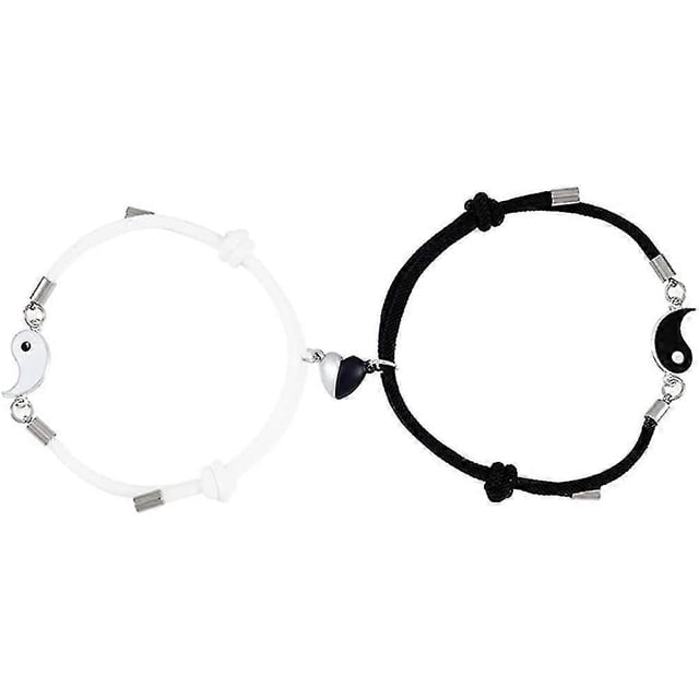 Pulseras Nylry Best Friend para 2 pulseras Yin Yang a juego para mujeres y hombres Juego de pulseras magnéticas de amistad Yin Yang de larga distancia Bff para parejas Bo