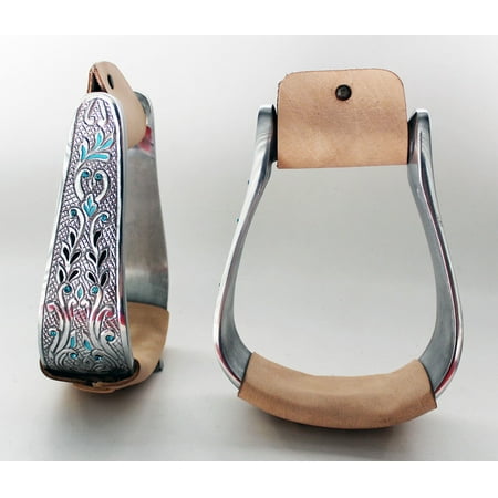rodeo saddle stirrups bling crystals turquoise aluminum western horse