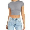 thumbnail image 2 of hanxiulin womens summer short sleeve crop tops casual basic crewneck slim fit t-shirts, 2 of 5