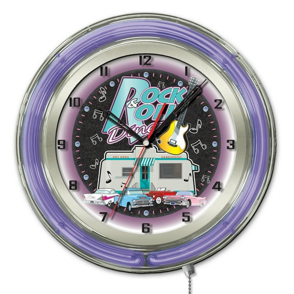 Rock & Roll Diner 19" Double Neon Wall Clock