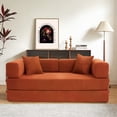 thumbnail image 1 of Hcore 79"Folding Floor Couch,Compressed Convertable Sleeper Sofa,Memory Foam Couch with Pillow Back Support Armrest, 4-in-1 Futon Sofa Bed for Living Room,Orange, 1 of 7