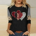 thumbnail image 2 of Plus Size Valentines Tops for Womens Cute Going Out Tee Plaid Leopard Heart 3/4 Sleeve Shirt Blouse, 2 of 4