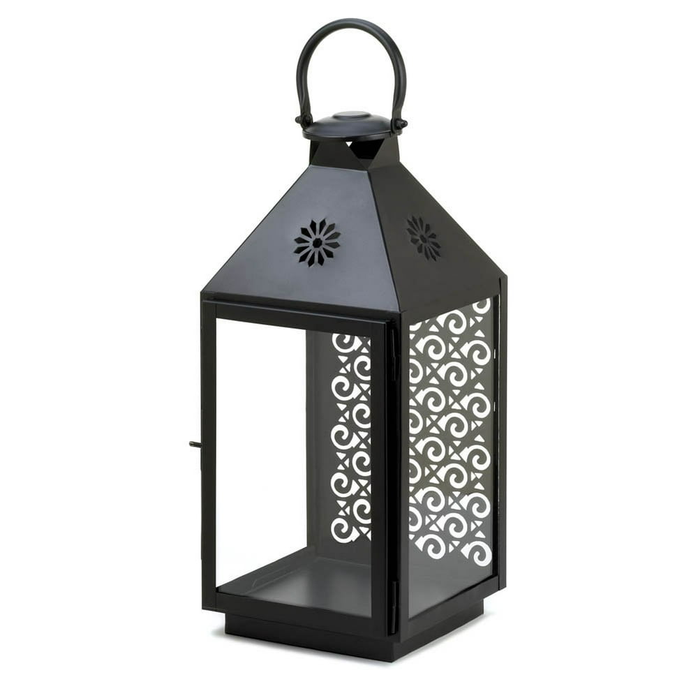 Decorative Lanterns For Candles, Black Metal Lantern Candle Holder (Sold by Case, Pack of 4