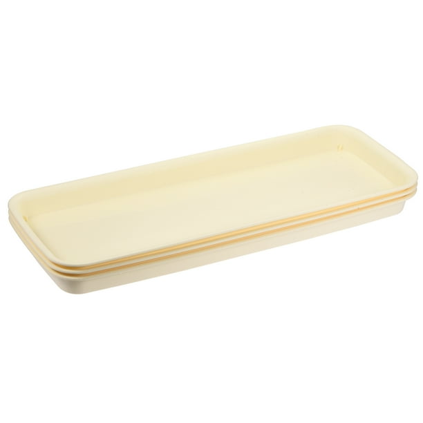 Uxcell Plastic Rectangular Flower Drip Tray 3pcs Beige 22.44x8.66