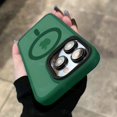 thumbnail image 1 of Magnetic Frosted Matte Armor Phone Case For iPhone 16 15 14 Plus 13 12 11 Pro Max For Magsafe Translucent Shockproof Back Cover green For iPhone 14 13, 1 of 6