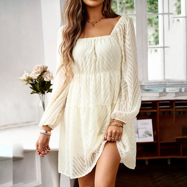 Mode Femmes Confortable Casual Mettre Ensemble Pull Manches Longues Col Mi-Mollet Robe