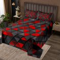 thumbnail image 2 of Erosebridal Black Red Triangle Coverlet Set King,Geometric Stereoscopic Bedding Set,Gradient Bedroom Decor,Ultra Soft,3 Pieces, 2 of 5