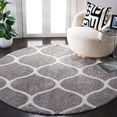 thumbnail image 2 of SAFAVIEH Tahoe Thelma Quatrefoil Shag Area Rug, 6'7" x 6'7" Round, Grey/White, 2 of 8