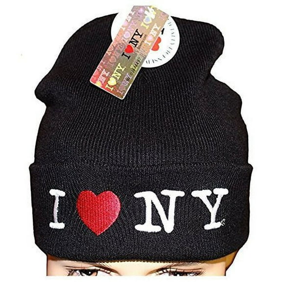 I Love NY Heart Winter Hat Beanie Skull Cap Officially Licensed Black
