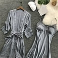 thumbnail image 3 of BONIXOOM Womens Pajamas Christmas Pajamas Sleepwear None Long Sleeve Sleepwear Sets Solid Gray L, 3 of 5