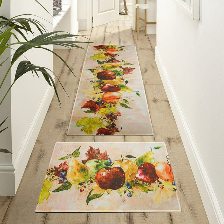 Fat Chef Kitchen Rugs and Mats Sets of 2,Red Kitchen Decoration Rugs