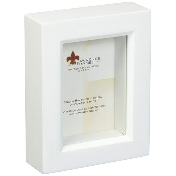 795223 White Wood Treasure Box Shadow Box Picture Frame, 2.5 by 3.5