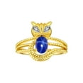 thumbnail image 1 of RYLOS Rings for Women 14K Gold Plated Silver CAT Ring 7X5MM Oval Gemstone &  Sparkling Diamonds Blue Star Sapphire Jewelry Size 7, 1 of 7