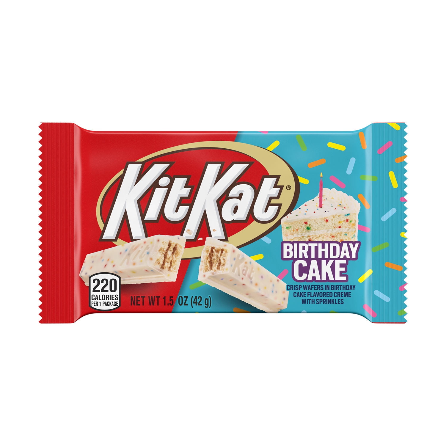 KIT KAT®, Birthday Cake Flavored Creme with Sprinkles Wafer Candy Bar, Movie Snack, 1.5 oz, Pack