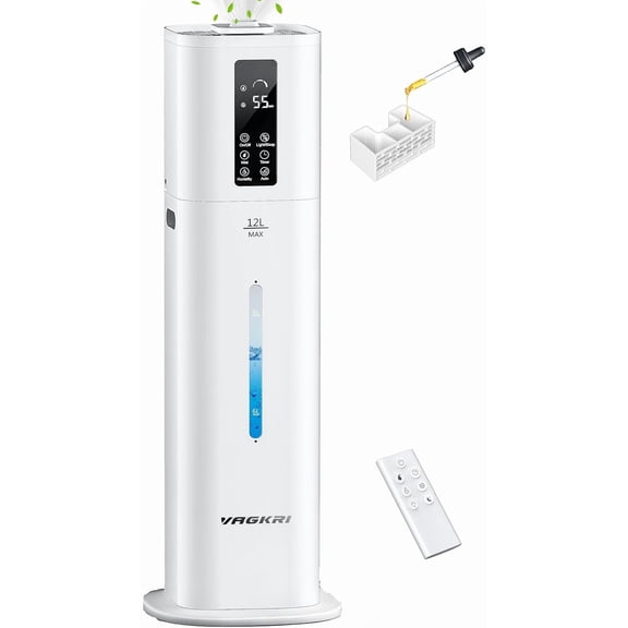 12L Humidifiers Last 120 Hours, Cover up to 1000ft², Top Fill Ultrasonic Cool Mist Humidifier, 3 Mist Level, 24H Timer, Essential Oil Diffuser Humidifiers For Bedroom, Home