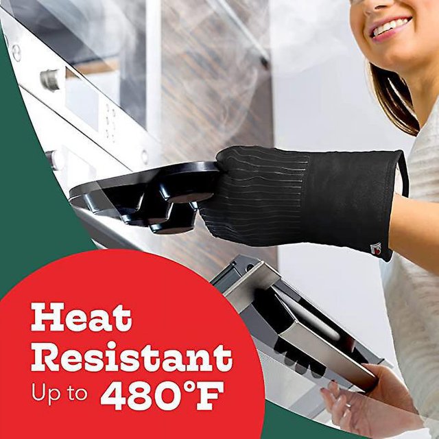 une Paire Noir Big Red House Gantes De Cuisine, Gants De Four De Rsistance La Chaleur De 232 C