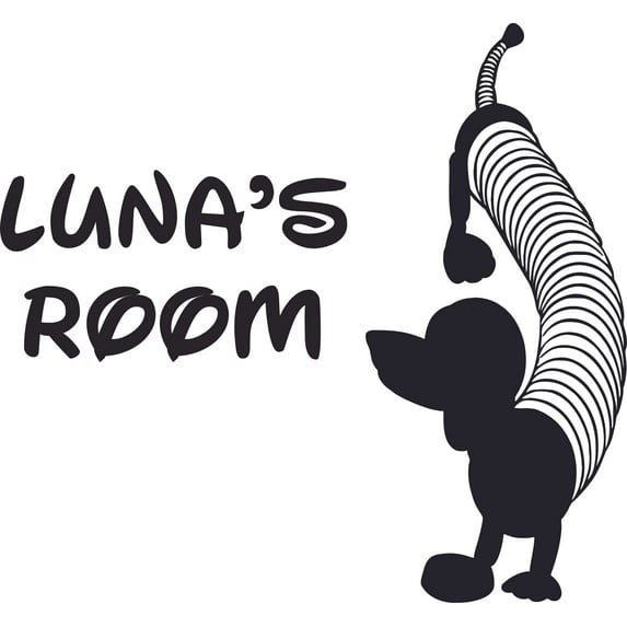 Slinky Dog Silhouette Wall Art Design Customized Name Wall Decal - Custom Vinyl Wall Art - Personalized Name - Baby Girl Boy Kids Bedroom Wall Art Decal Room Decor Sticker Decoration Size (40x40 inch)