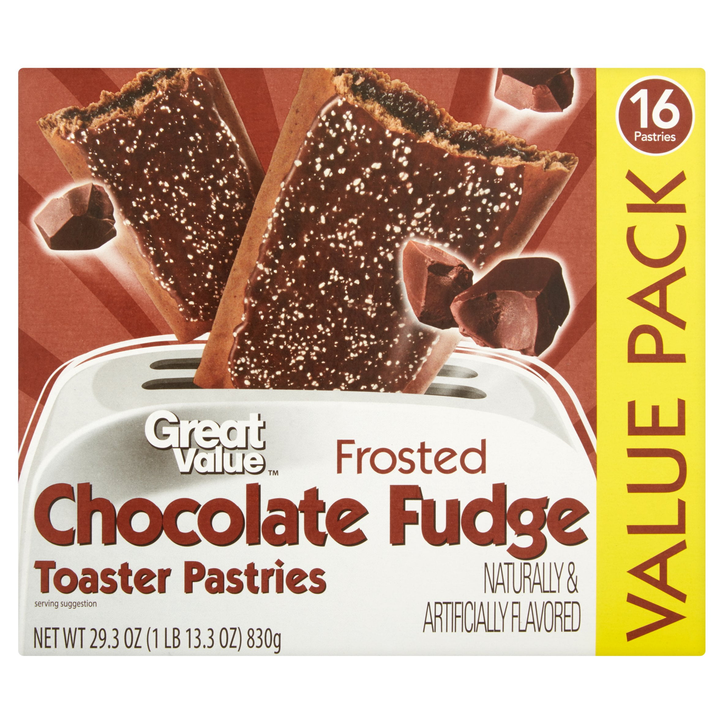 Great Value Frosted Chocolate Fudge Toaster Pastries Value Pack, 16 count, 29.3 oz by Wal-Mart Stores, Inc.