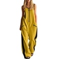 thumbnail image 2 of Wide Leg Jumpsuits For Women Zippered Round Neck Sleeveless Casual Jumpsuit Loose Trendy Wide Leg Baggy Overalls Summer Outfits with Pockets, 2 of 7