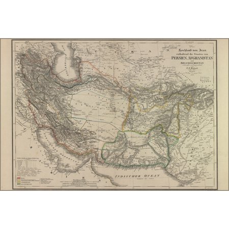24"x36" Gallery Poster, map of Iran Persia Afghanistan Baluchistan 1846