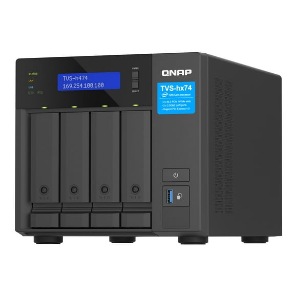 QNAP TVS-H474-PT - NAS server - 4 bays - SATA 6Gb/s - RAID RAID 0, 1, 5, 6, 10, 60, 50, TM, RAID TP - RAM 8 GB - Gigabit Ethernet / 2.5 Gigabit Ethernet - iSCSI support