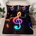 thumbnail image 2 of Castle Fairy Musical Notes 4pcs Bed Sheets,Geometric Honeycomb King Sheets,Gradient Melody Super Cozy Sheet Set,Luxury Music Bedroom Decor, 2 of 7