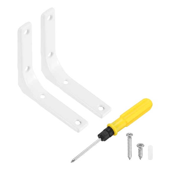 Uxcell 2Pcs Floating Shelf Brackets, 4 x 4 Inch L-Shape Wall Bracket Wall Shelf Supports with Screws for Wood Shelves, Cabinets, Countertop Support, White