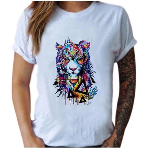 Blusa informal de Manga corta con estampado de animales vintage YONGSHENG para mujer