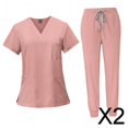 thumbnail image 1 of Uniforme médico y pantalones,Conjunto de uniforme médico para mujer con múltiples bolsillos y escote en V,Camiseta y pantalones de uniforme médico,lavables a máquina,cómodos,Ropa de, 1 of 8